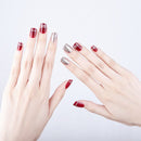 Burgundy Color Sequin Decoration Wedding Nail Tips