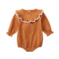 Baby Girl Ruffle Design Plain Long Sleeves Bodysuit