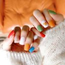 Multicolor Heart Pattern Makeup Fake Nail Tips