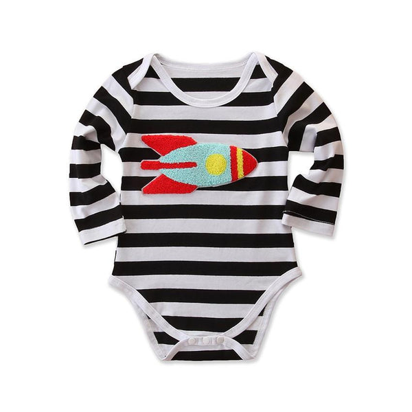 Baby Infant Toddler Cotton Rocket Design Long Sleeves Bodysuit