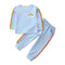 2 Piece Set Girl Rainbow Print Round Neck Long Sleeves Tops And Casual Pants