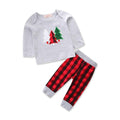 2 Piece Set Boys Christmas Trees Print Long Sleeves Tops And Pants