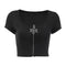 Punk Style Star Shaped Zipper Design Women Crop Top