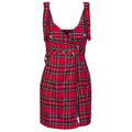 Classic Plaid Print Zipper Metal Buckle Belt Design Women Figure Flattering Dress