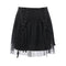 Gothic Style Women Personality Mesh Stitching Lace-up Design Black Skirt