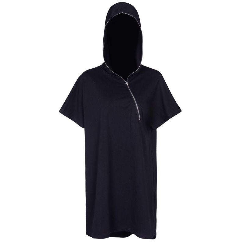 Gothic Style Women Casual Irregular Hemline Loose Hoodies