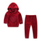 2 Pieces Set Baby Infant Toddler Cotton Red Color Heart Pattern Hoodies And Pants
