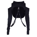 Gothic Style Sexy Cut-out Cool Shoulder Long-sleeve Punk Pattern Sweatshirt