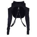 Gothic Style Sexy Cut-out Cool Shoulder Long-sleeve Punk Pattern Sweatshirt
