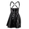 Fashion Zipper Design Defined Waist Punk Style PU Dress