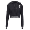 Gothic Style Women Long-sleeve Mesh Stitching Design Skull Print Cropped Hoodies