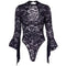 Hot Sale Women Sexy Flare Sleeve See-through Lace Bodysuits