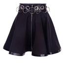 Gothic Style Hoop Decoration Zipper Hollow Stitching Design Women High-waisted Skirt