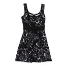 Gothic Style Star Moon Print Defined Waist Sundress