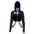 Gothic Style Skull Print Sexy Cut-out Punk Pattern Hoodies