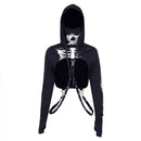 Gothic Style Skull Print Sexy Cut-out Punk Pattern Hoodies