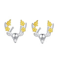 Hot Sale Double Color Plated Sterling Silver Cute Deer Stud Earrings