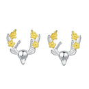 Hot Sale Double Color Plated Sterling Silver Cute Deer Stud Earrings