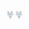 Exquisite Moon Stone Decor Christmas Reindeer Shaped Sterling Silver Stud Earrings