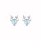 Exquisite Moon Stone Decor Christmas Reindeer Shaped Sterling Silver Stud Earrings