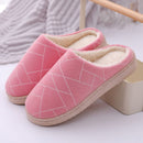 Geometric Pattern Suede Upper Women Warm Cotton Indoor Slippers Shoes
