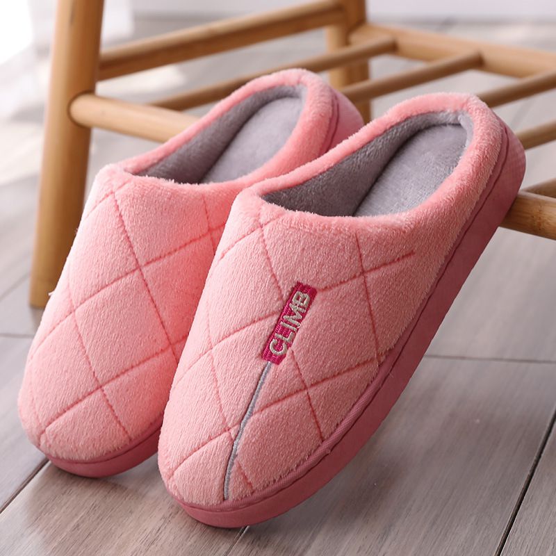 Fashion Letter Embroidery Rhombus Pattern Indoor Slippers Shoes