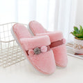 Lace Fluffy Ball Decor Design Winter Warm Indoor Cotton Slippers Shoes