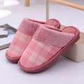 Classic Plaid Pattern Fashion Round-toe Women Indoor Cotton Slippers Shoes