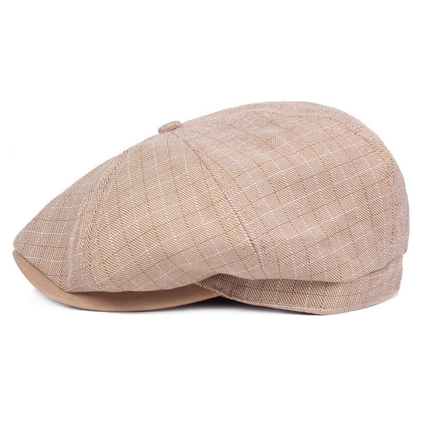 Classic Plaid Pattern Women Casual Linen Cotton Beret