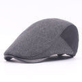 Casual Men Pattern Unisex PU Brim Patchwork Winter Peaked Cap