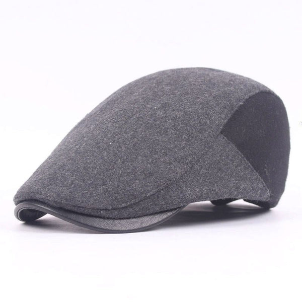 Casual Men Pattern Unisex PU Brim Patchwork Winter Peaked Cap