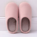 Classic Stripe Pattern Women Autumn Winter Cotton Slippers Shoes