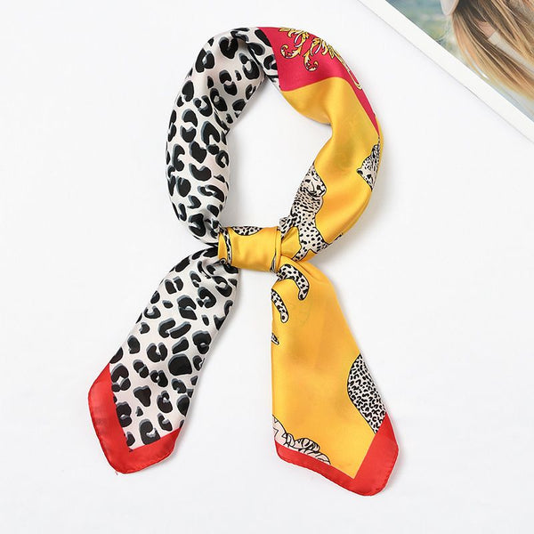 Hot Sale Color Block Leopard Printed Fashion Square Scarf