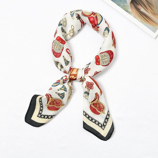 Elegant Women Bright Color Unique Print Satin Scarf