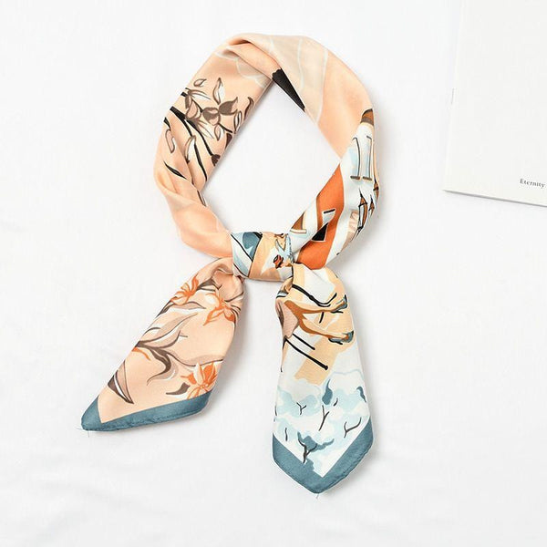 Women Fresh Style Elegant Flower Print Square Scarf