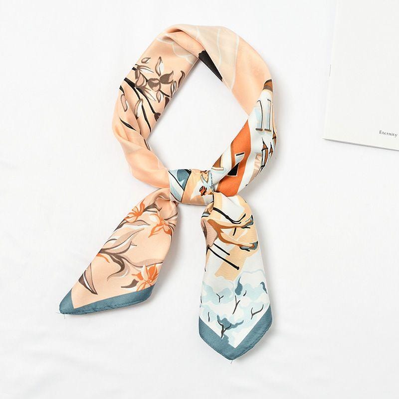 Women Fresh Style Elegant Flower Print Square Scarf
