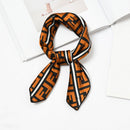 Hot Sale Classic F Printed Design Women Satin Square Scarf