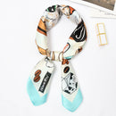 Fashion Multicolor Bow Tie Cat Printed Design Elegant Square Scarf