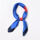 Fashion Bright Color Blocking Design Cat Girl Printed Satin Square Scarf