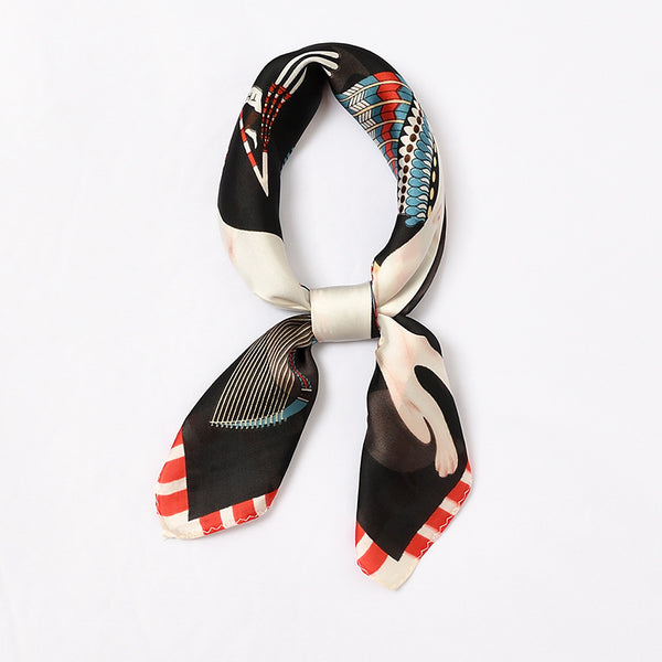 Multicolor Print Design Unique Cute Animal Pattern Contrast Stripes Scarf