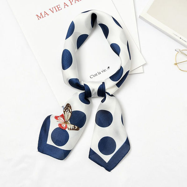 Hot Sale Block Color Polka Dot Printed Elegant Satin Scarf