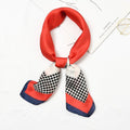 Women Elegant Classic Geometric Dot Plaid Pattern Square Scarf