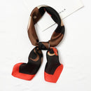 Women Unique Wild Animal Printed Block Color Satin Scarf