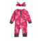 2 Pcs Set Baby Infant Toddler Girl Cotton Flower Print Long Sleeves Jumpsuit And Headband