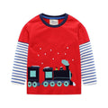 Boys Cotton Train Print Patchwork Long Sleeves Casual T-shirt