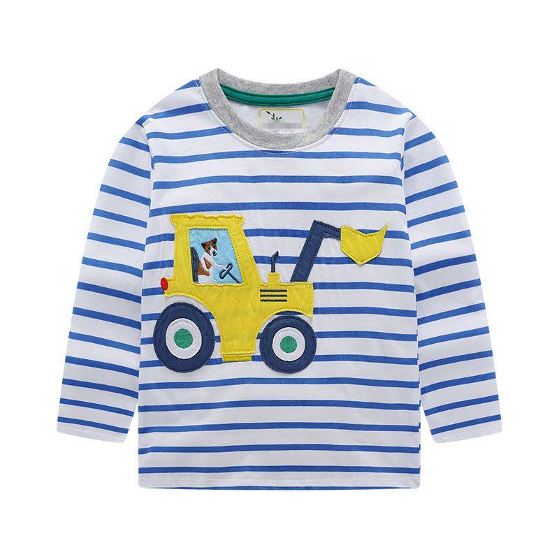 Boys Cotton Stripes Navy Print Casual Fall T-shirt