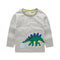 Boys Casual Round Neck Dinosaur Print Fall Tees