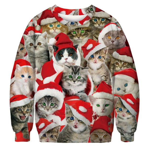 Hot Sale Christmas Pattern Graphic Print Round Collar Women Casual Sweatshirt
