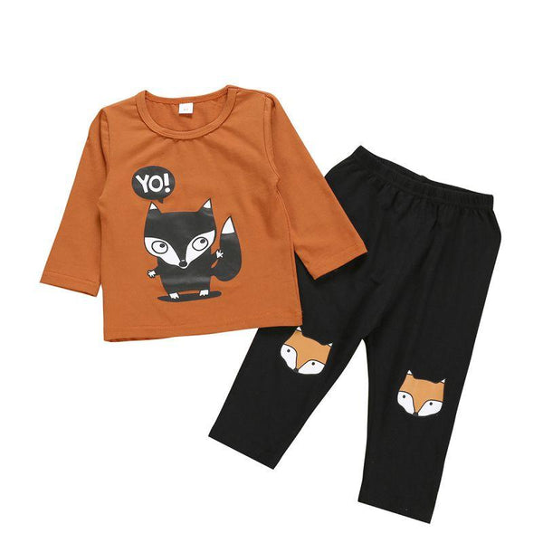 Baby Boys Cotton Cute Fox Print T-shirt And Pant