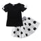 2 Pcs Girl Fashion Girl Black T-shirt And Flower Print Tutu Skirts